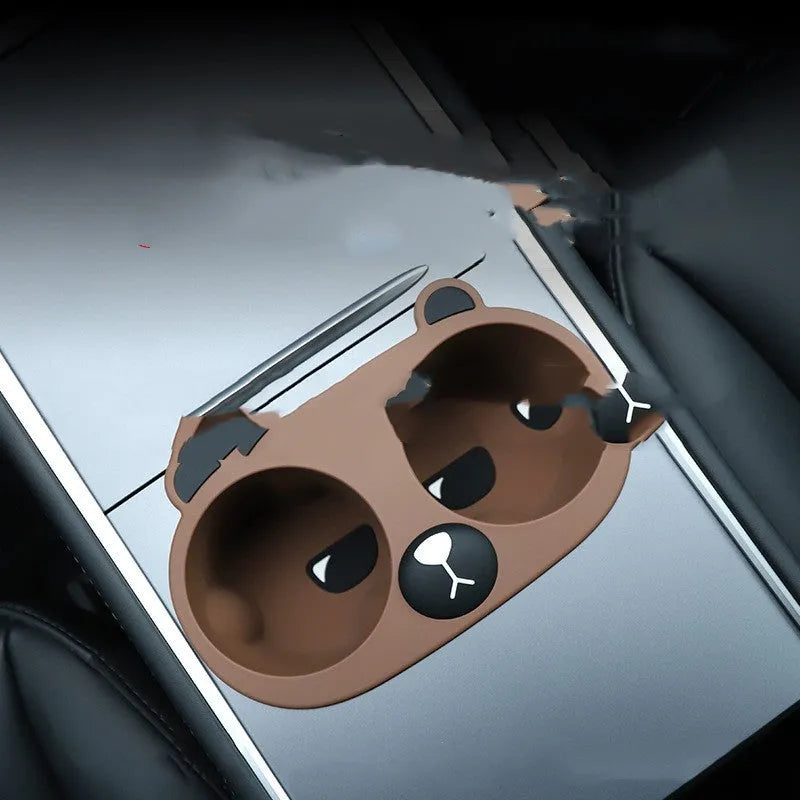 Silicone car cup holder insert in grey, pink and tan colours for anti-shake drink stabilisation