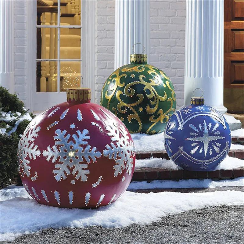 60cm diameter PVC inflatable Christmas ball decoration in various colour patterns