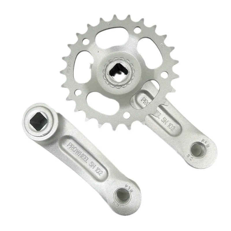 Aluminium alloy children's bicycle crankset with sprocket and crank arm for electric vehicle replacement