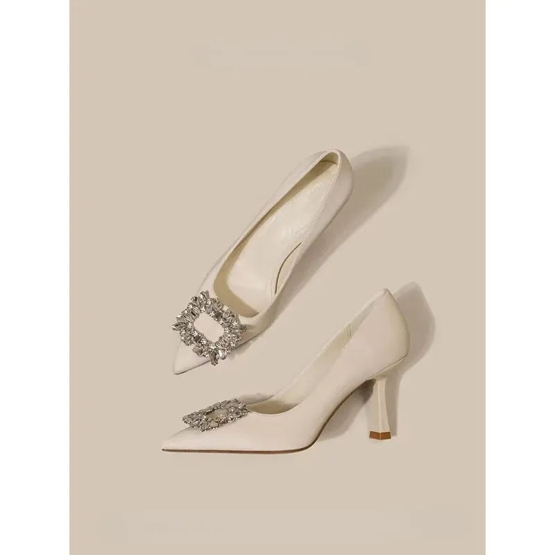 Women's pointed toe stiletto high heel pumps in solid colour for formal wear