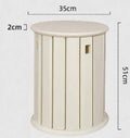 Stackable iron round dining stool in modern style, shown in one of four colour options.