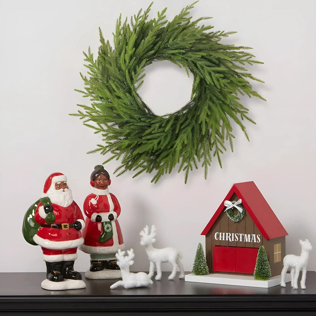 60cm plastic PE front door garland in American country style with multiple leaf density options