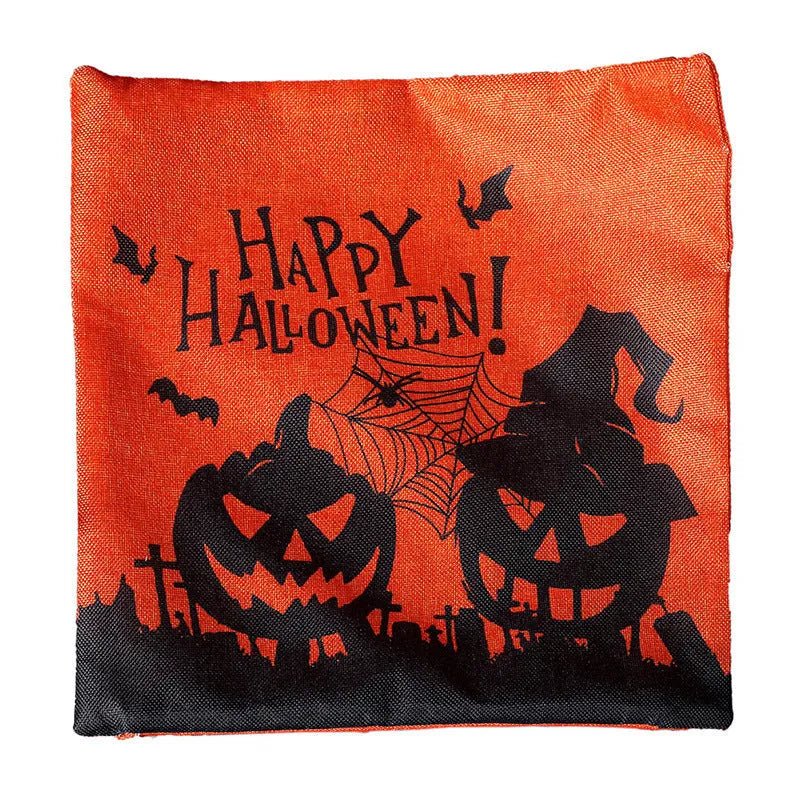 Square Halloween throw pillowcase 43x43cm linen plush cloth Castle Style design