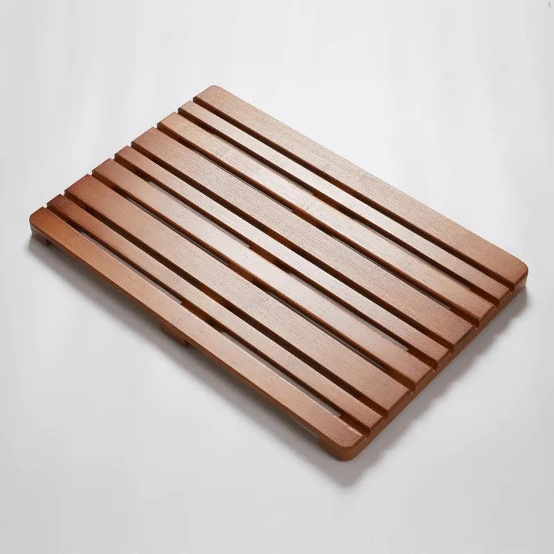 Bamboo home bathroom height increasing foot pad pedal non-slip rectangular mat 54x36x4cm solid colour