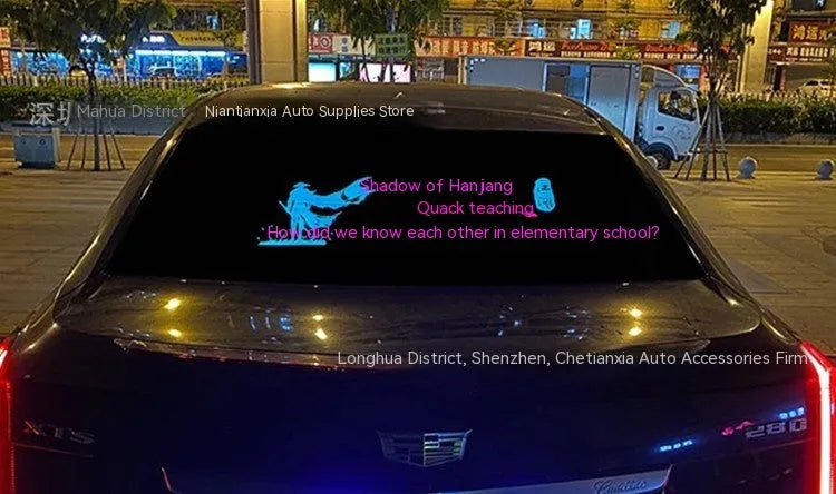 Voice control car rhythm lamp with 90x25 cm electroluminescent panel showing music synchronisation lighting