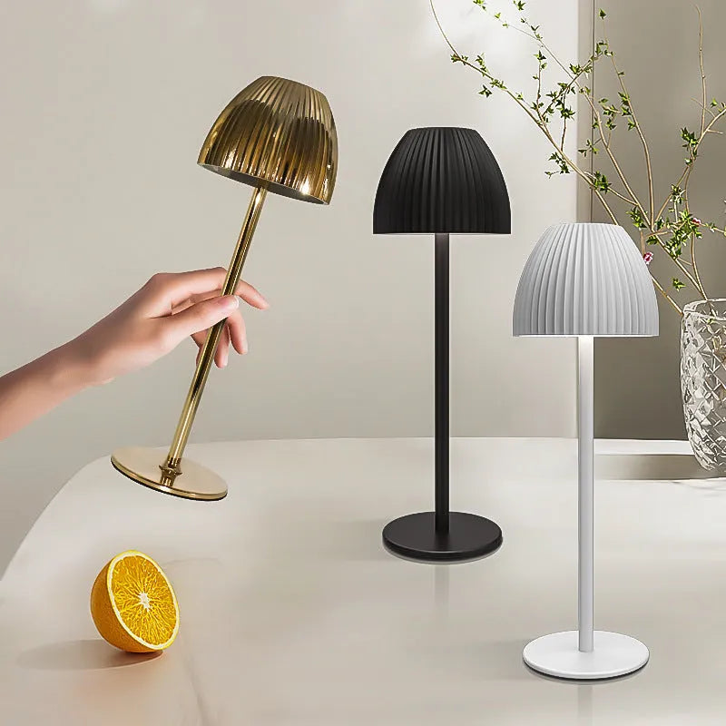 Modern minimalist dimmable night lamp with thin round base in black or white colour