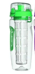32oz Tritan fruit infuser water bottle with fruit cup in leakproof BPA-free design