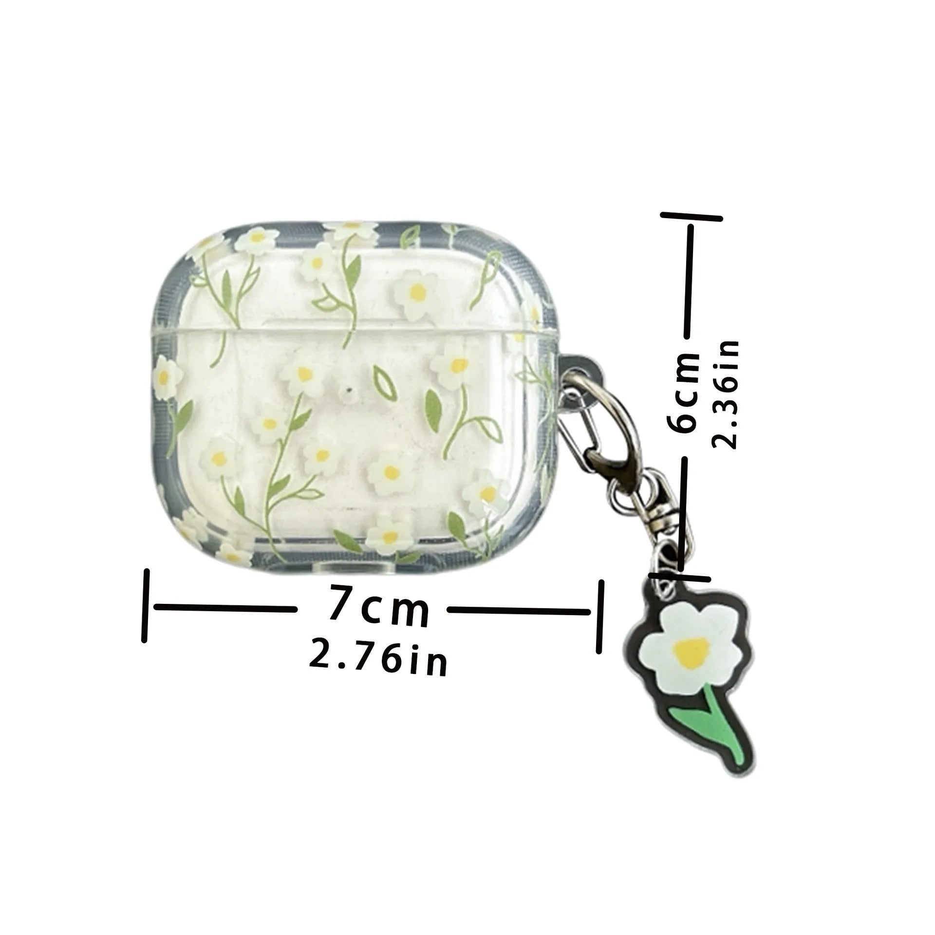 White floral patterned transparent TPU protective case for Apple AirPods headphones