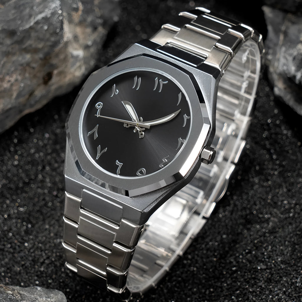 Men's business casual watch with steel belt and quartz movement in 10mm thickness