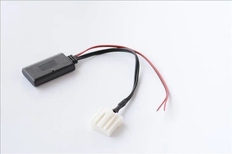 Black Bluetooth audio AUX cable for Mazda cars compatible with 2006+ models featuring a media key.
