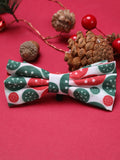 Christmas dog bib accessories in polyester, including red plaid scarf, saliva towel, bow tie, and snowman pet socks