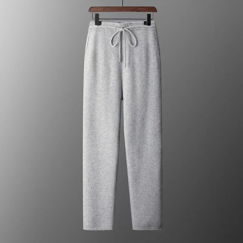 Men's wool coat casual pants suit hooded thickening long sleeve in light gray