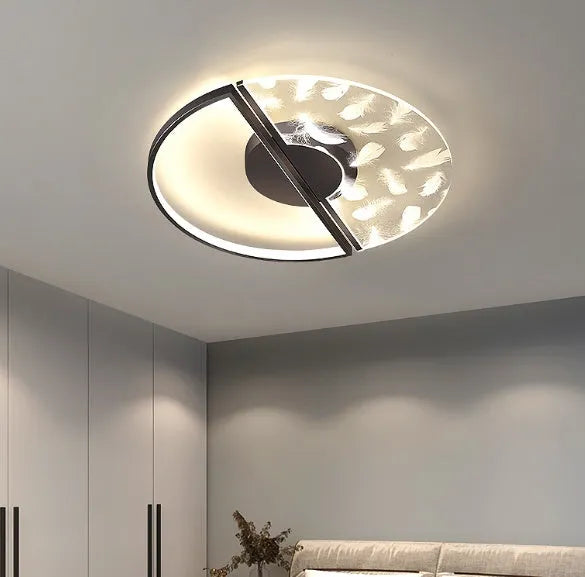 Modern simple LED ceiling light with monochrome white light, 45cm golden feather finish, bathroom ceiling installation