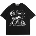 Men's black cotton T-shirt with white Y2g vicinity printing in artistic retro Chinese style