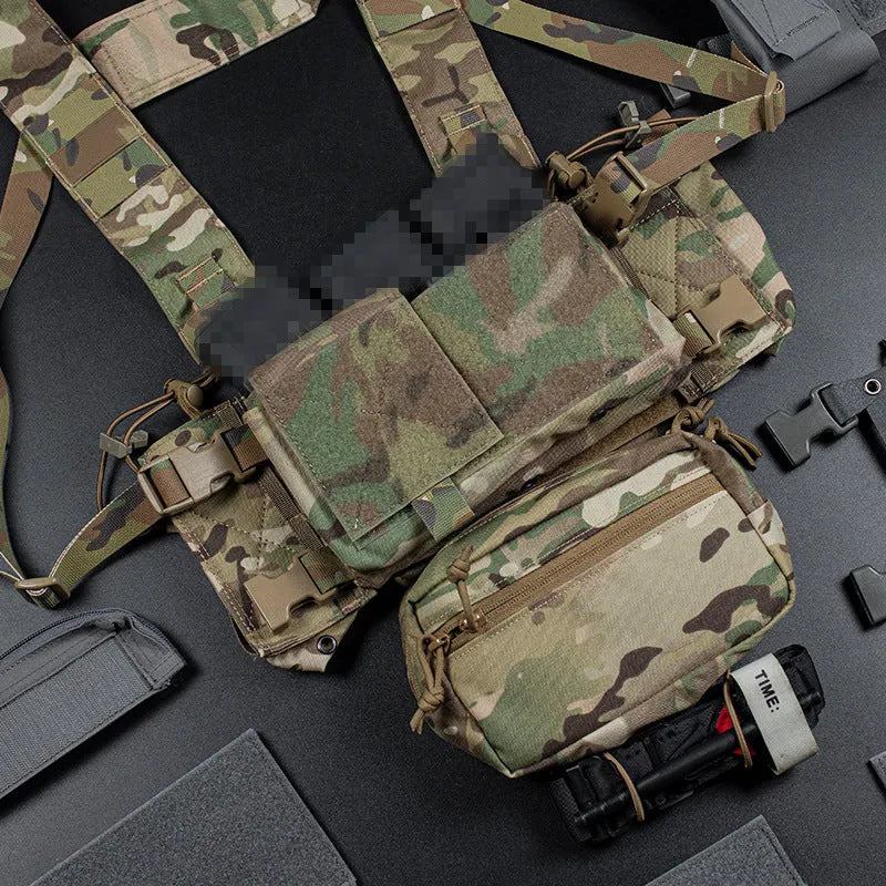 Built-in Quick Pull Sleeve MK4 tactical camouflage chest hanging vest for shooting sports, Black CP or CP