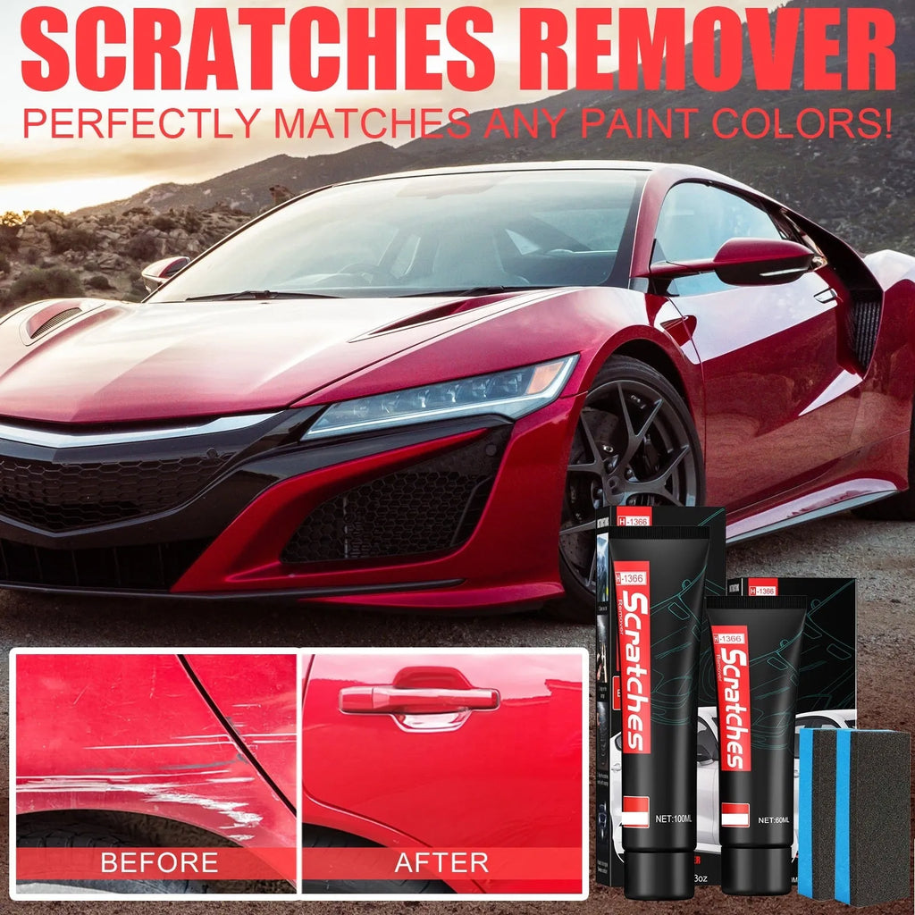 Automotive scratch repair cream in 60ml and 100ml containers for paint cleaning