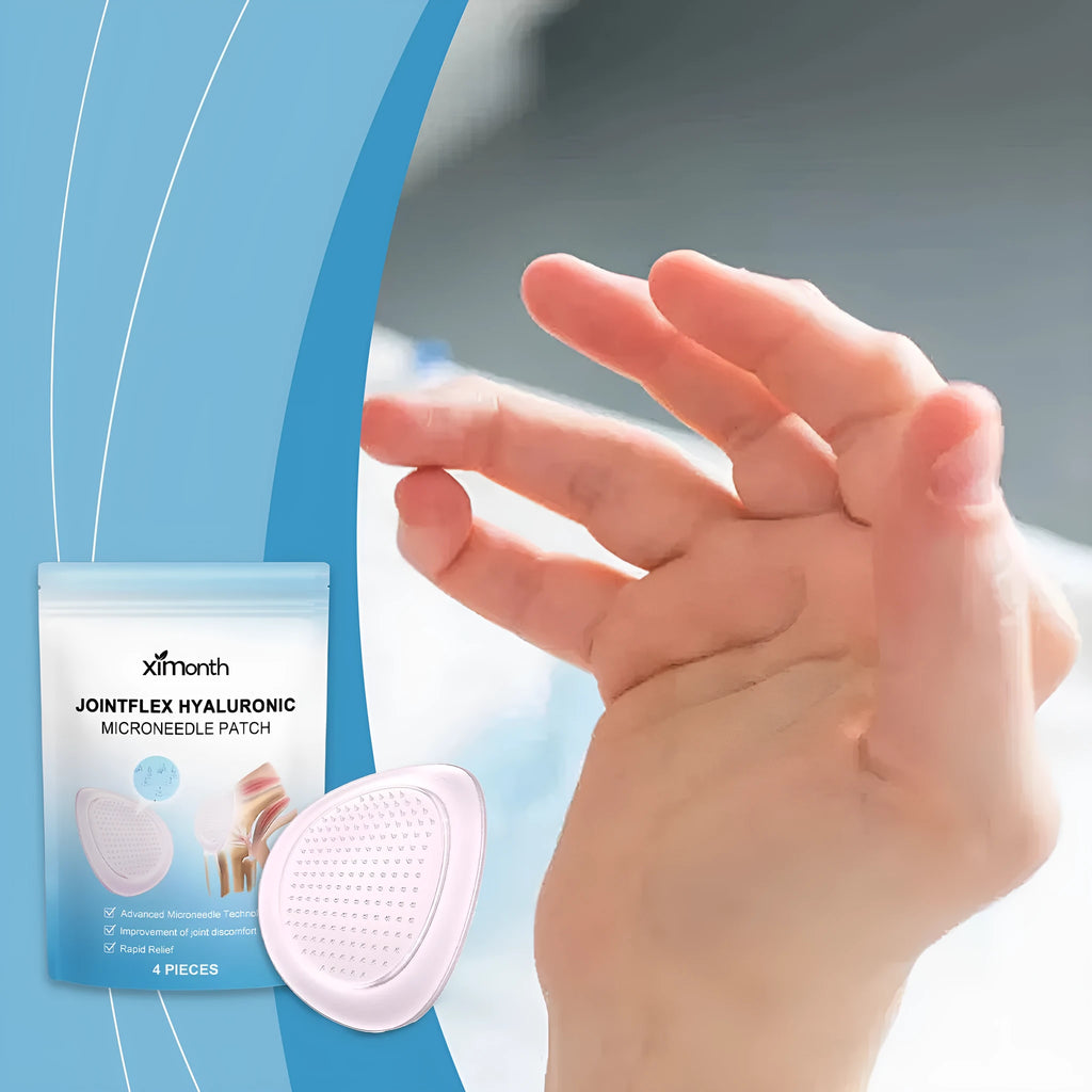 Jar of curcumin body care paste and four joint microneedle patches on a white background.