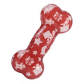 Bone-shaped dog squeaker toy in seasonal colours with TPR material construction