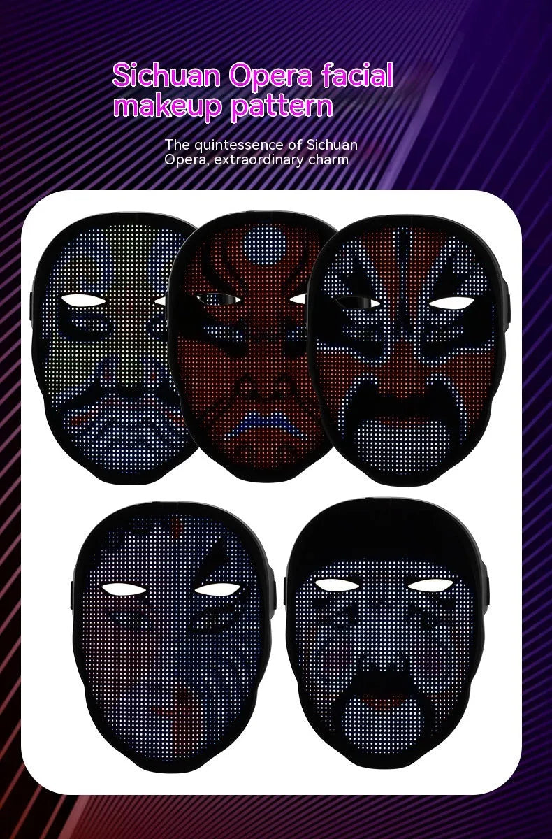 Avengers character LED luminous electronic face mask with coloured light display.