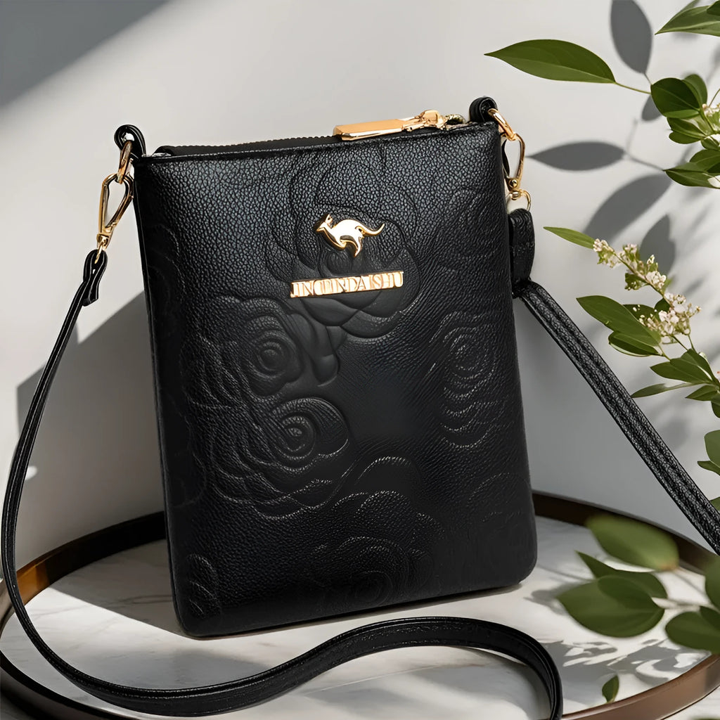 Soft square vertical PU shoulder messenger bag with sandwich pocket and file compartment