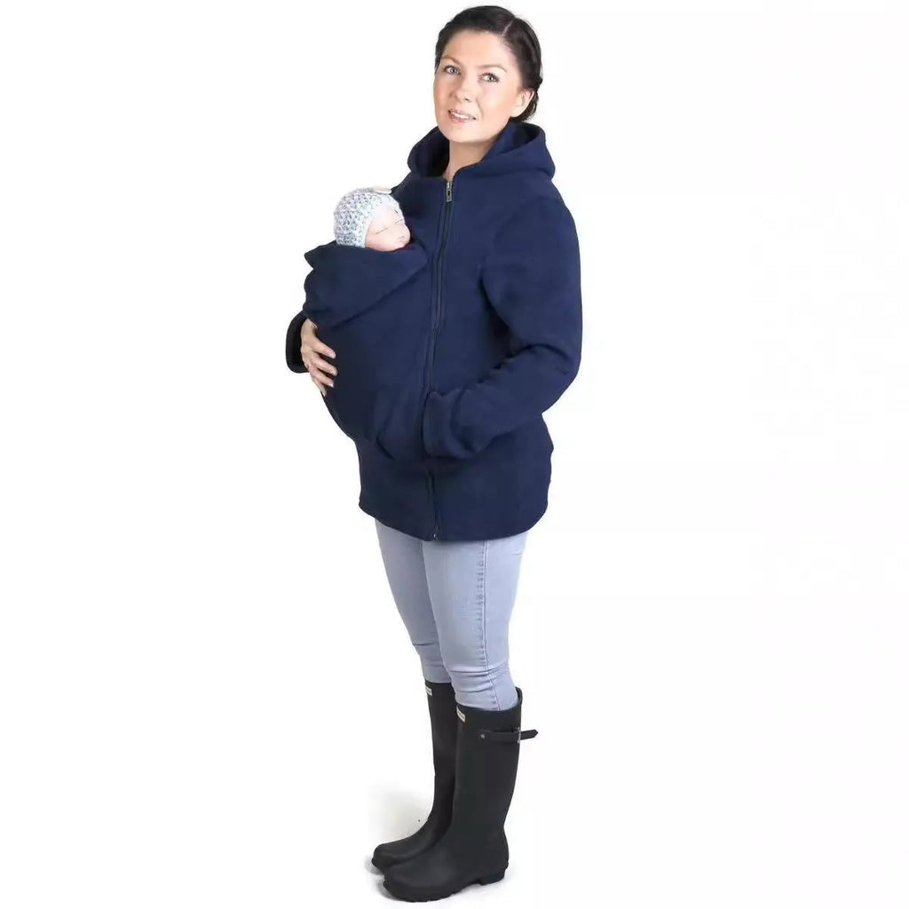Red loose fit women's polar fleece sweater with long sleeves for autumn and winter