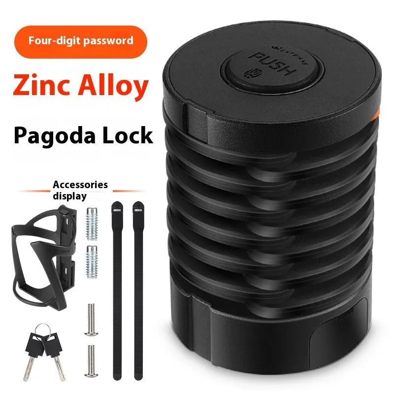 Bicycle anti-theft fliplock bottle cage with password lock in black colour