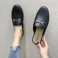 Women's closed toe half slippers in PVC with round toe and buckle fastening in multiple colour options