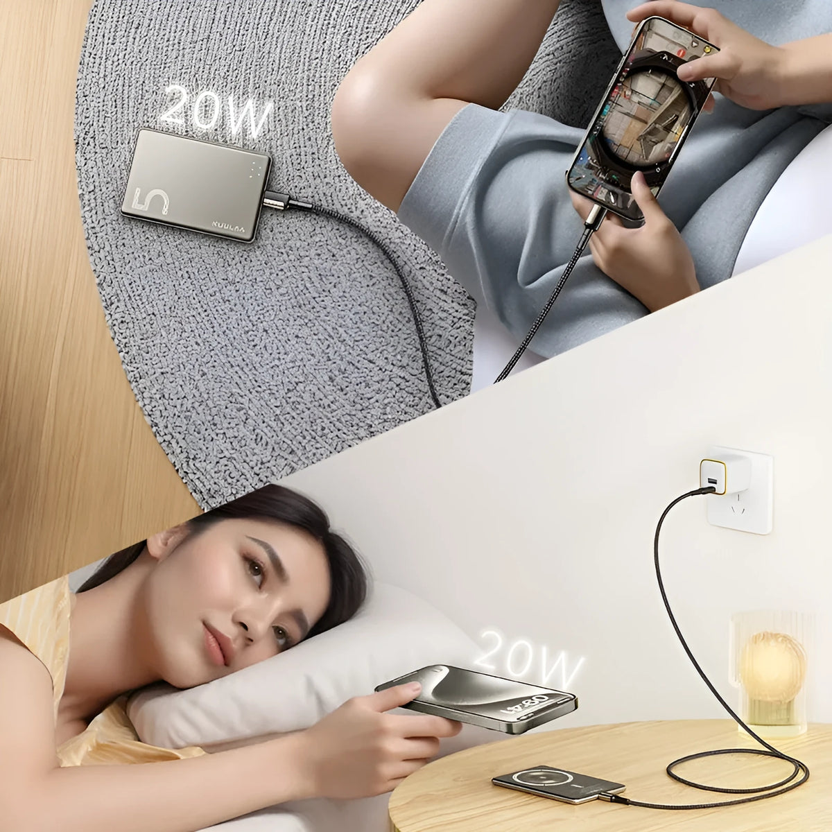 Ultra-thin magnetic wireless power bank 5000 MA with alloy shell in titanium colour changing finish