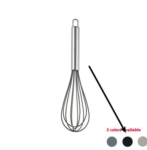 12-piece silicone kitchen utensil set in rotating storage bucket, showing spatula, ladle, and other tools.