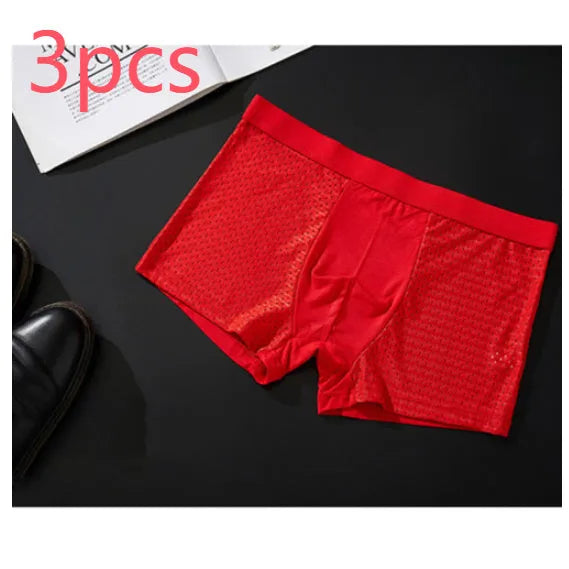 Men's solid colour modal boxer briefs with U-convex design in black, shown on a white background.