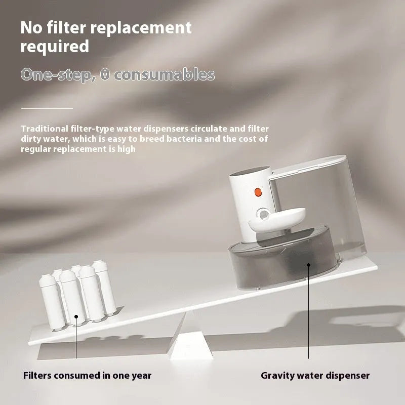 White rechargeable cat water fountain with 3-litre tank and stainless steel drinking bowl