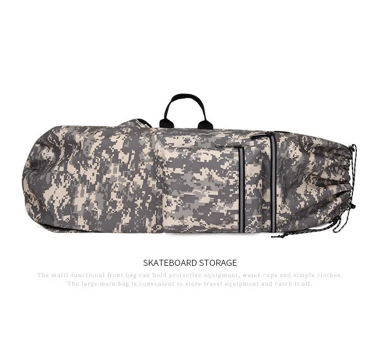 Large black nylon skateboard bag with a 35-litre capacity shown on a plain background.