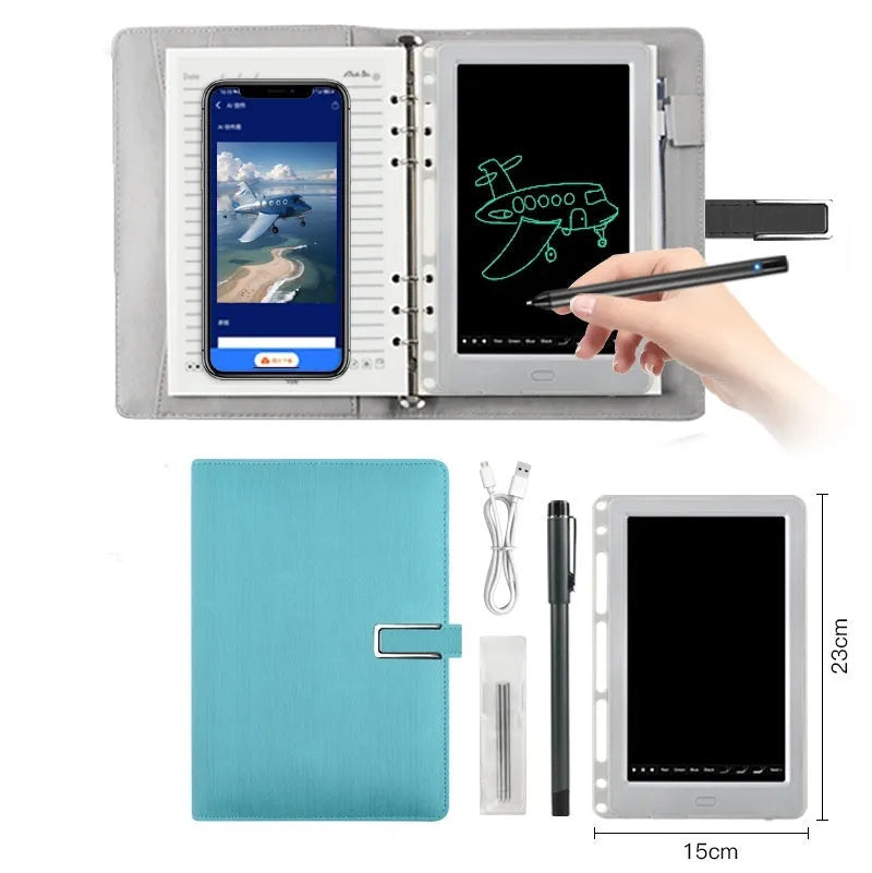 85-inch electronic writing pad with stitching appearance design, smart pen, and accessories