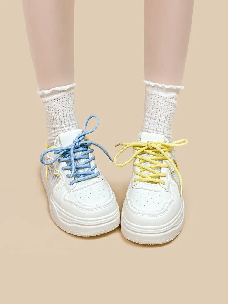 Korean-style summer sneakers with mesh upper and Meow Rabbit Sea Salt Cheese colour