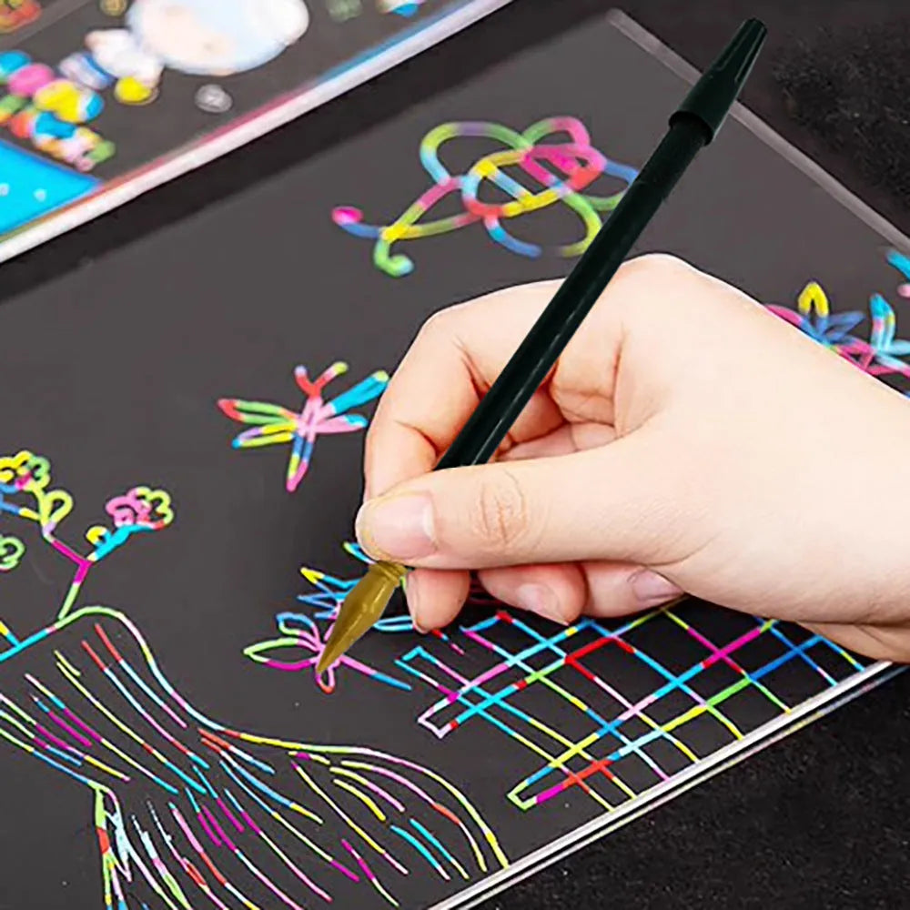 Scratch art pen and children's art tool set for creative scratching projects