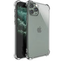 Clear transparent TPU shockproof phone case for Apple iPhone showing back and side protection