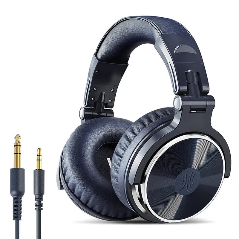 Pro-10 wired monitoring headset with 50mm driver and built-in microphone in black
