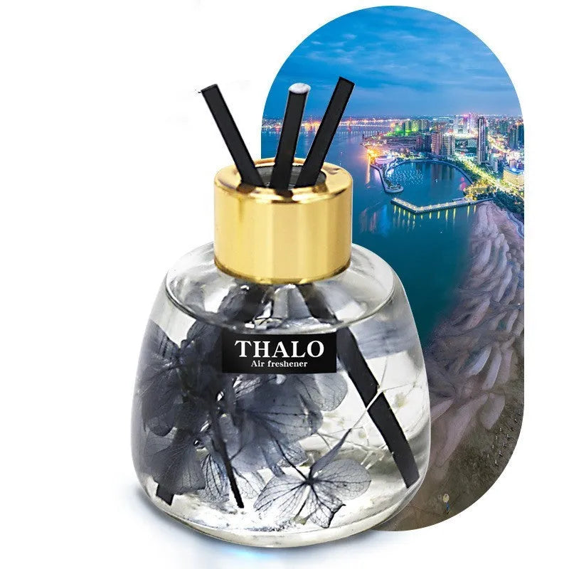 Glass bottle car perfume ornament for loose incense, available in six scent colours.