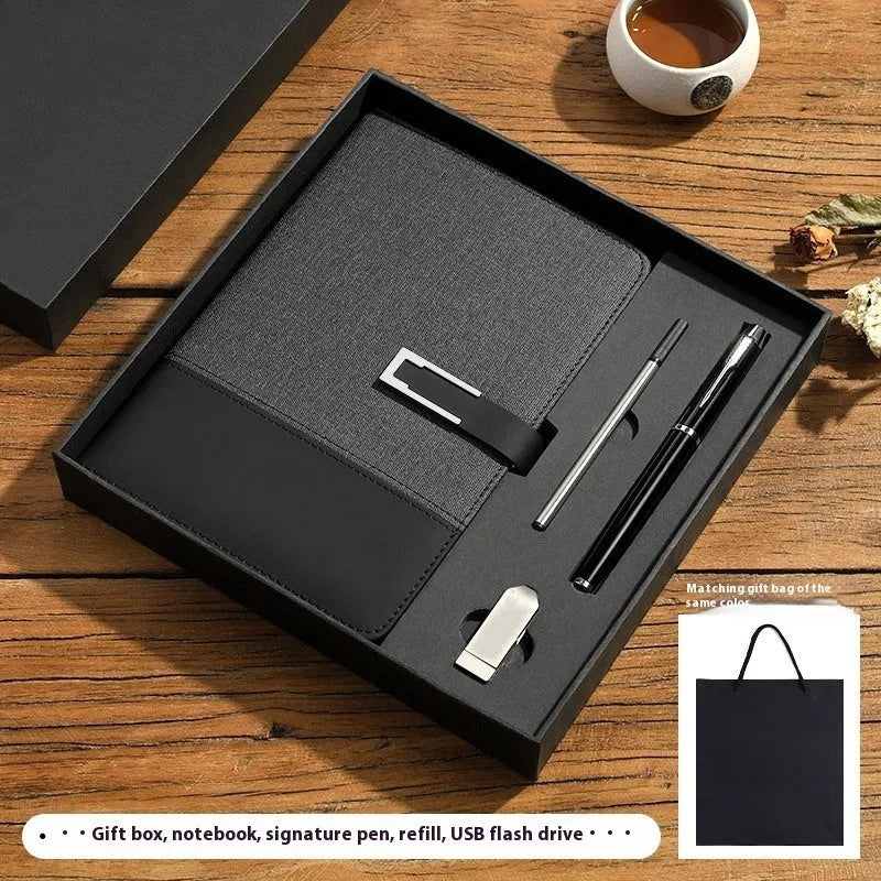 A5 soft PU leather business notebook in brown, black, green, red, or blue with gift box option