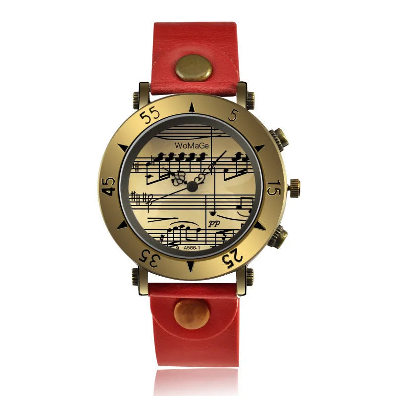 Men's music symbol fashion watch showing dial design and colour options