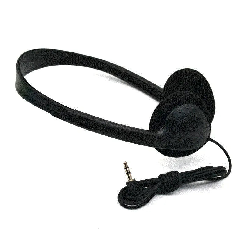 Solid colour wired airline headphones with 3.5mm plug and ABS build in multiple colours