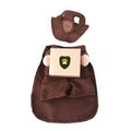 Coffee-coloured pet courier uniform costume for dogs or cats, shown in a standing style.