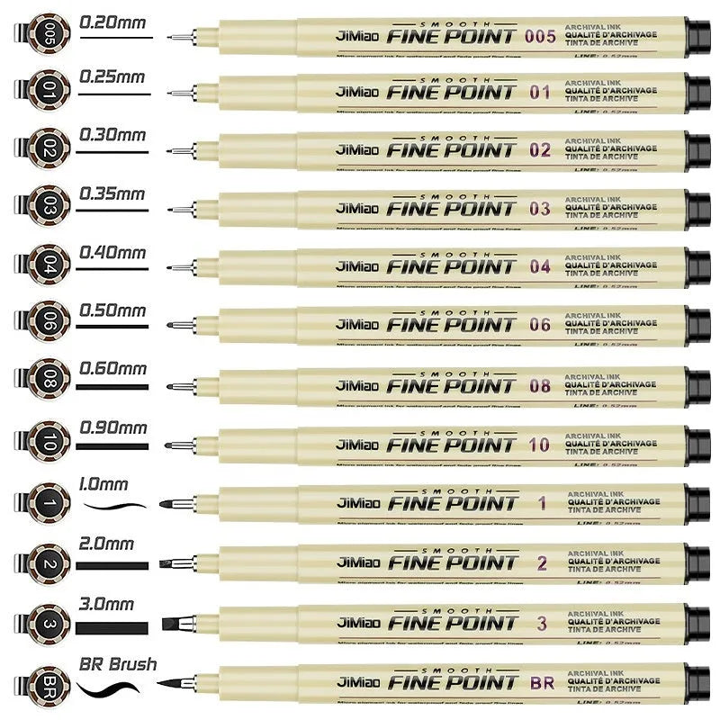 Waterproof black ink needle pen with syringe cartoon art on a 133mm plastic body.
