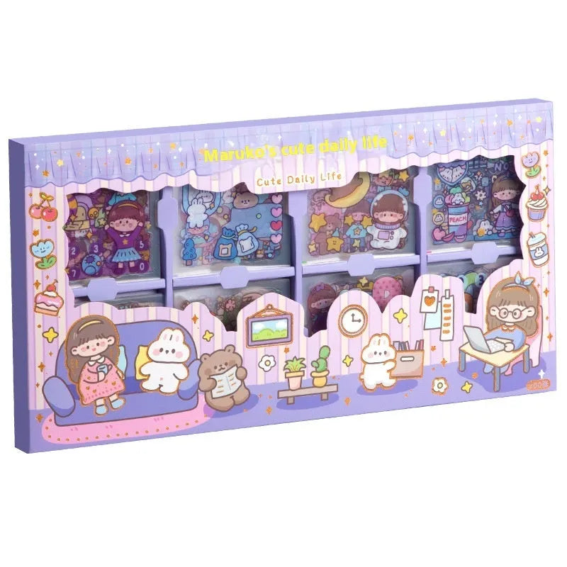 Children's sticker goo card notebook showing five colourful theme options for craft activities
