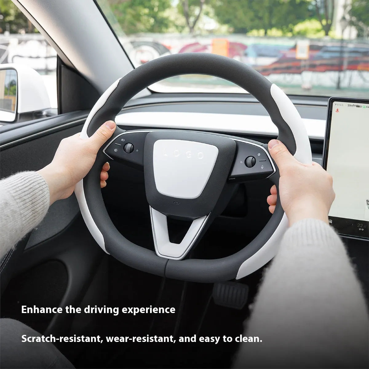 White plastic ABS steering wheel patch for car interior renewal and scratch protection