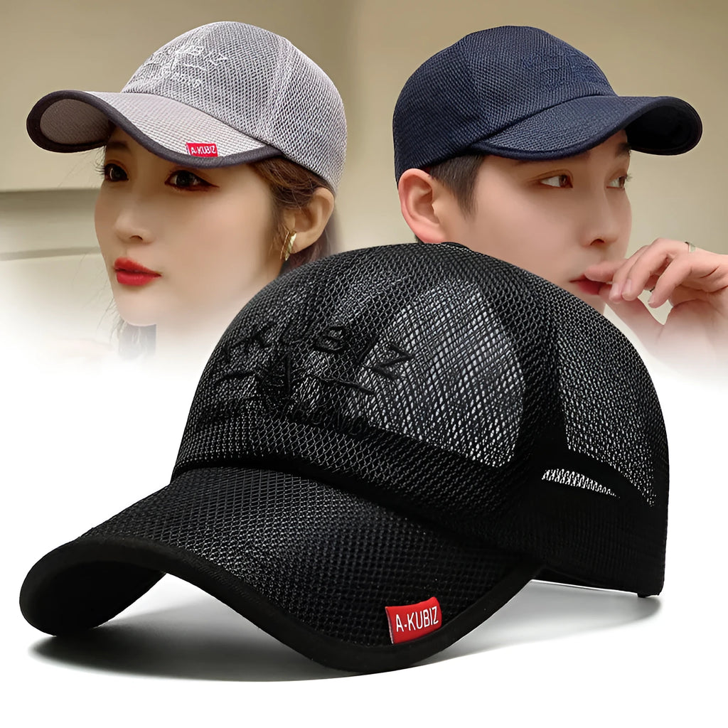 Men's adjustable baseball cap in army green cotton mesh with a dome crown.