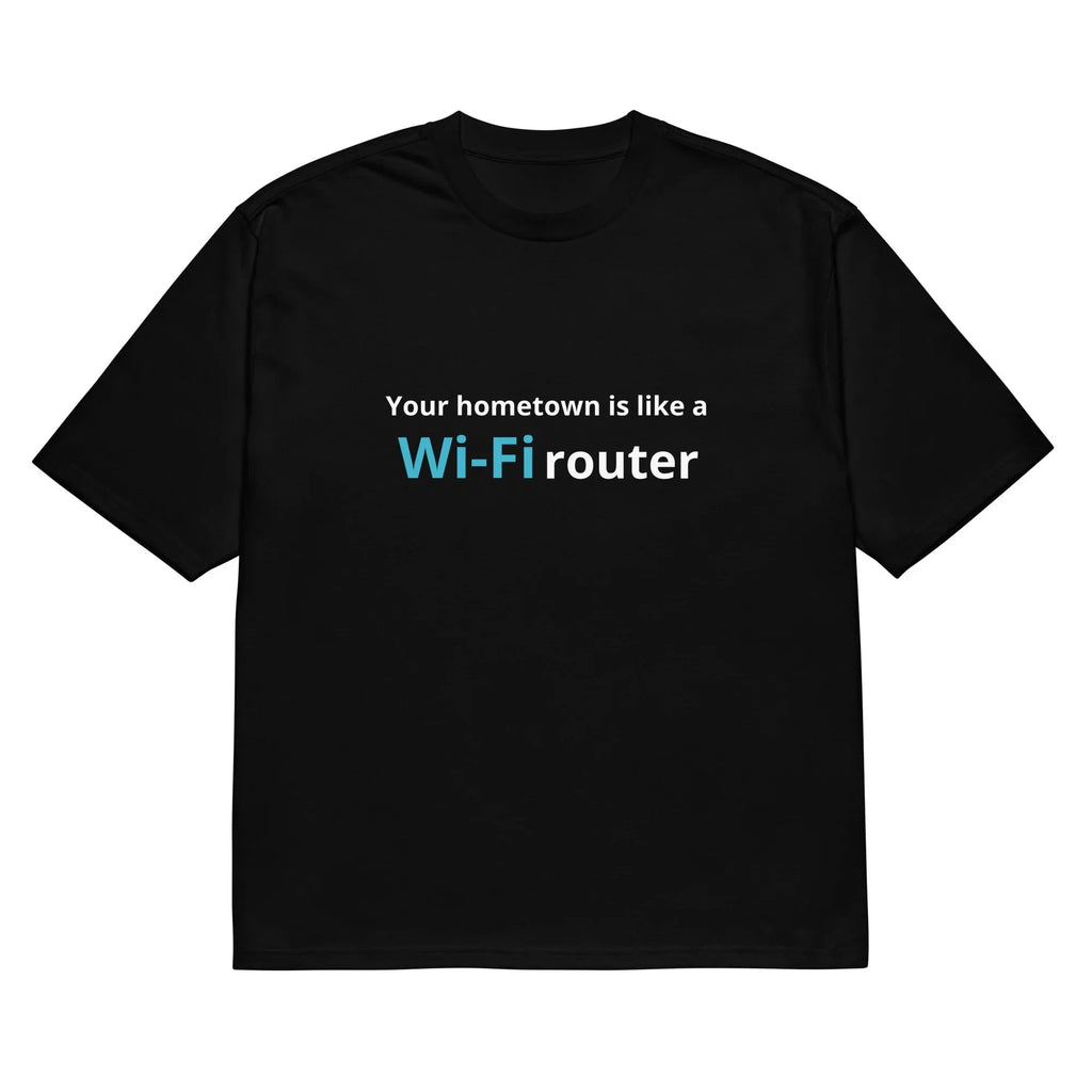 Men's black loose fit t-shirt with a colourful cartoon digital print on the front.