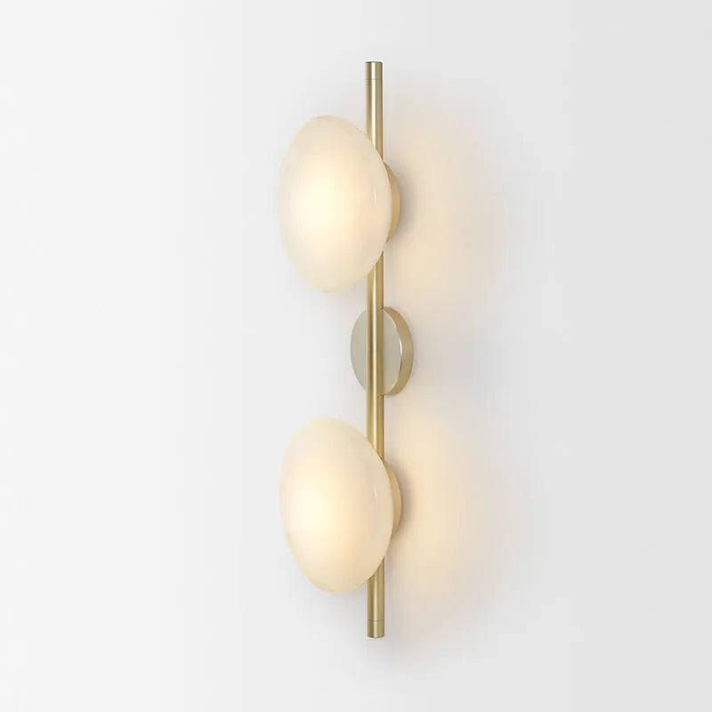 Bedside hotel glass art wall lamp with transparent frosted shade and iron frame