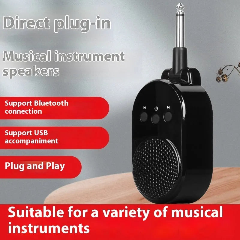 Black electric blowpipe direct plug-in mini speaker with 850mAh battery and charging cable