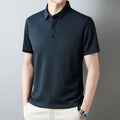 Summer men's short-sleeved casual polo shirt in khaki with collar, regular fit